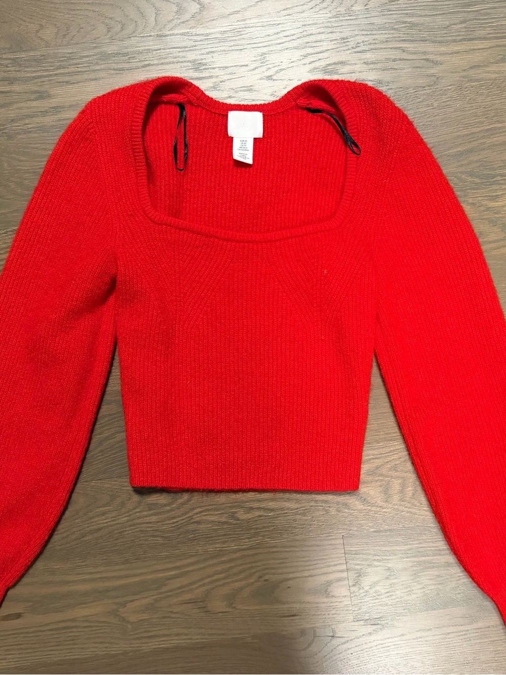 H&M Red Textured Crewneck Sweater